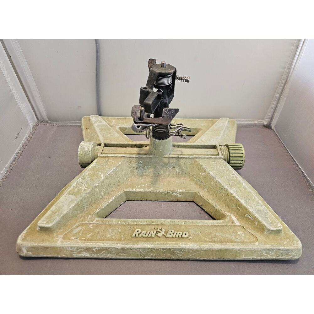 Vintage Green Rain Bird Adjustable Pulsating Lawn Sprinkler Sled